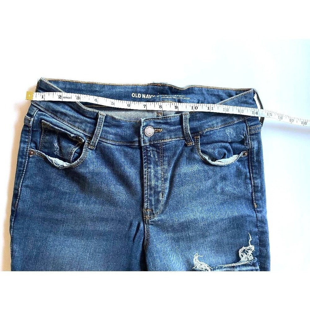 Old Navy Rockstar Blue Denim Skinny Jeans Distressed Raw Hem Size 6 - Picture 4 of 6